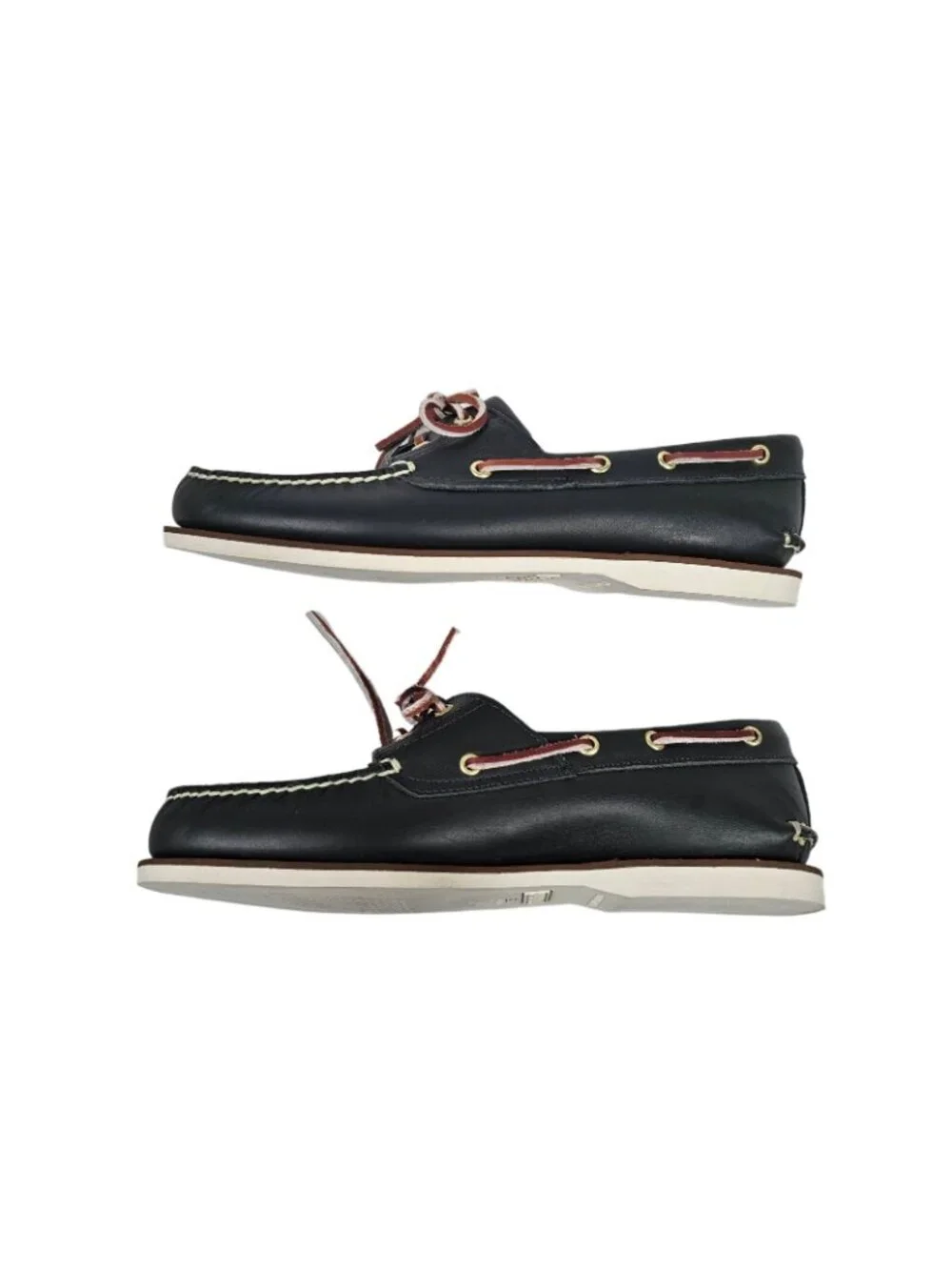 Men's Black Leather Boat Shoes with Brown Laces
